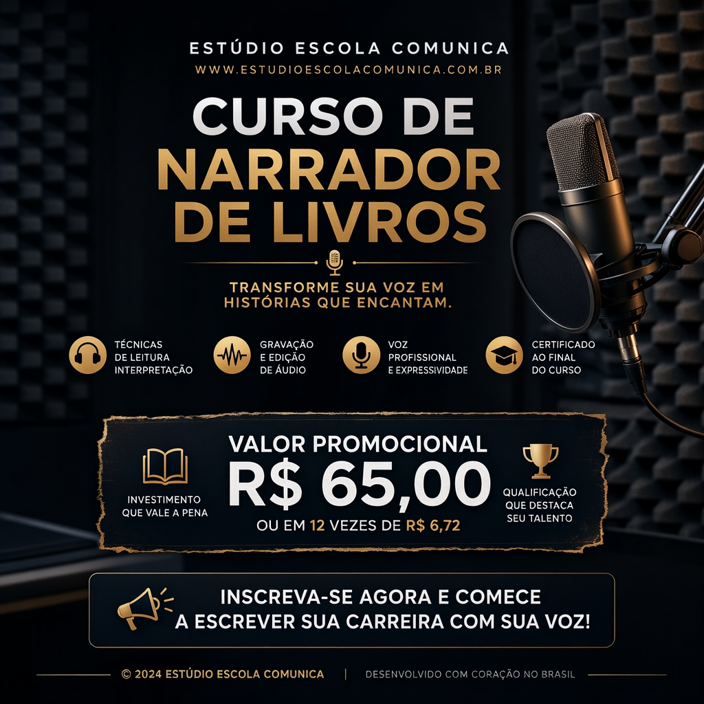CURSO NARRADOR DE AUDIO LIVROS COM PRECO 1